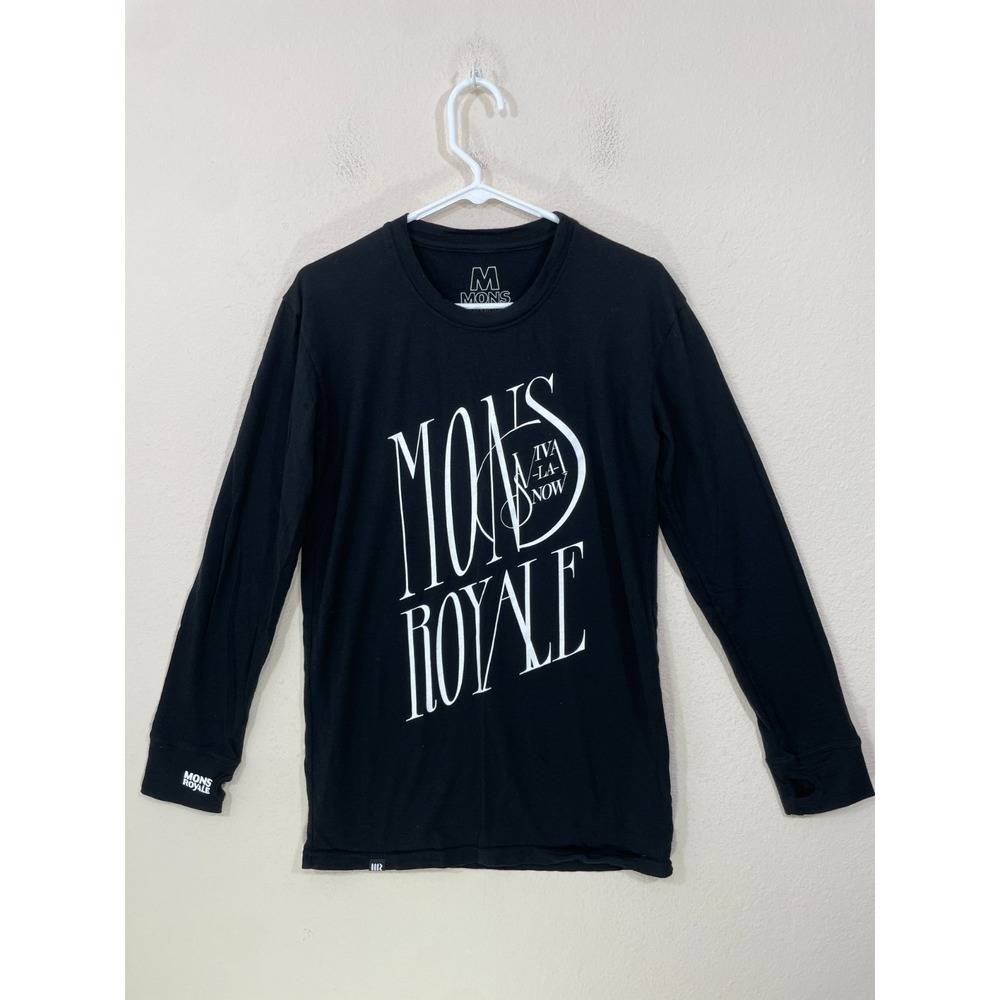 Mons Royale Mens Size M Merino Wool Base Layer‎ Black Classic New Zealand Hole!